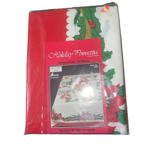 Vintage Christmas Table Cloth 60 x 84 New Old Stock in Original Packaging - Picture 1 of 5